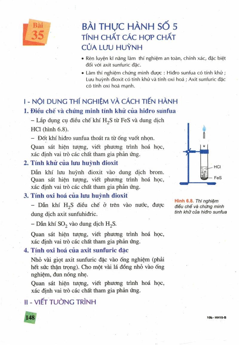 Bài thực hành số 5. Tính chất các hợp chất của lưu huỳnh